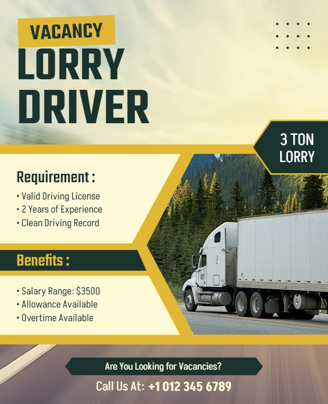 Lorry Driver Job Vacancy Flyer Template