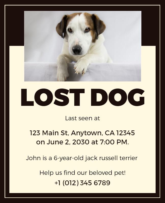 Lost Dog Alert Community Notice Flyer Template