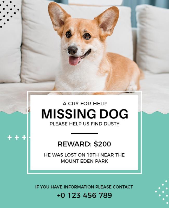 Lost Dog Reward Notice Flyer Template