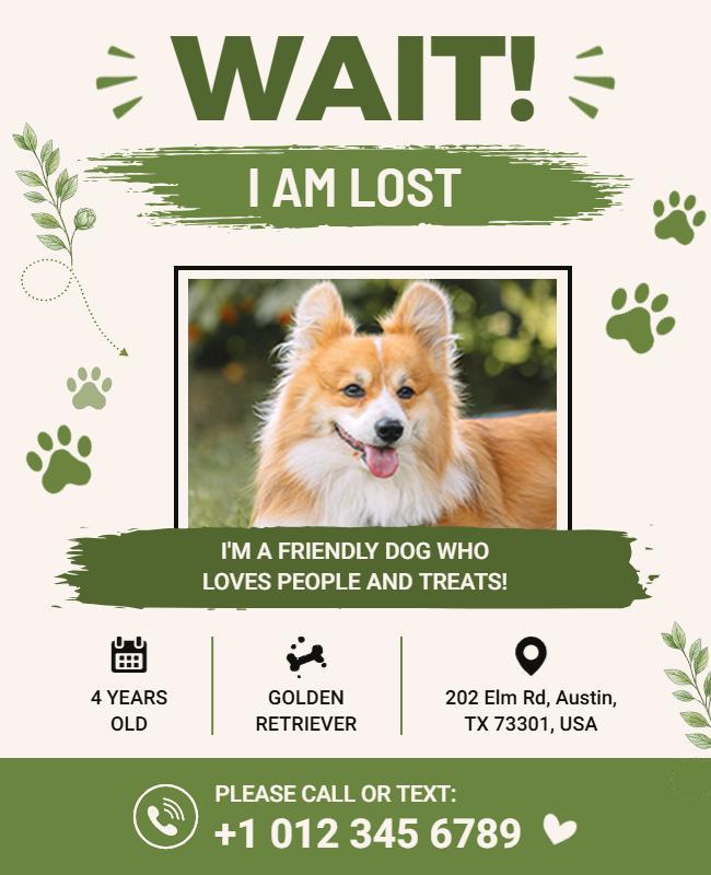 Lost Dog with Information Poster Template