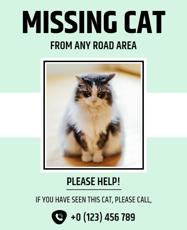 Urgent Green Missing Cat Alert Community Flyer Template