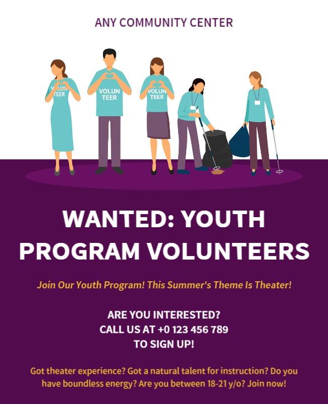 Loulou Youth Program Volunteer Flyer Template