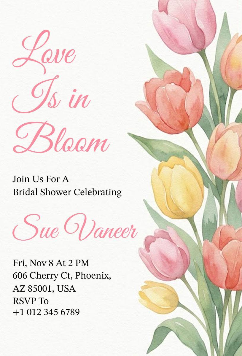 Love in Bloom Elegant Bridal Shower Invitation Template