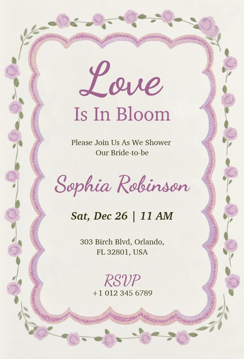 Love Is In Bloom Floral Bridal Shower Invitation Template