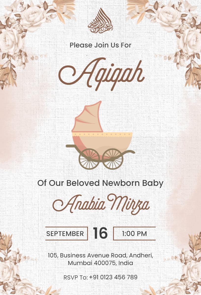 Lovely Floral Aqiqah Ceremony Celebration Invitation Template