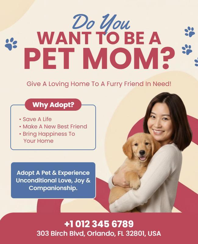 Loving Pet Mom Adoption Event Flyer Template