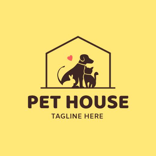 Loving Yellow Design Showcasing Diverse Pet Companions Logo Template