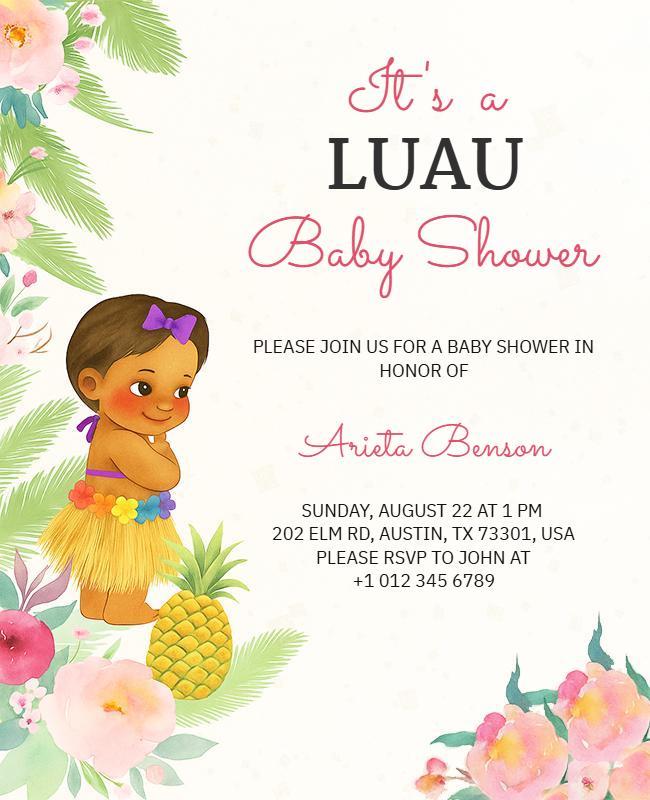 Luau Themed Baby Shower Invitation Flyer Template