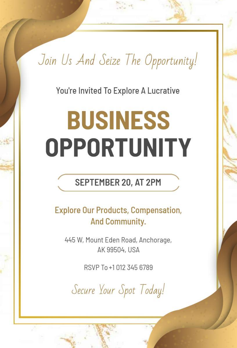 Lucrative Business Opportunity Networking Event Invitation Template