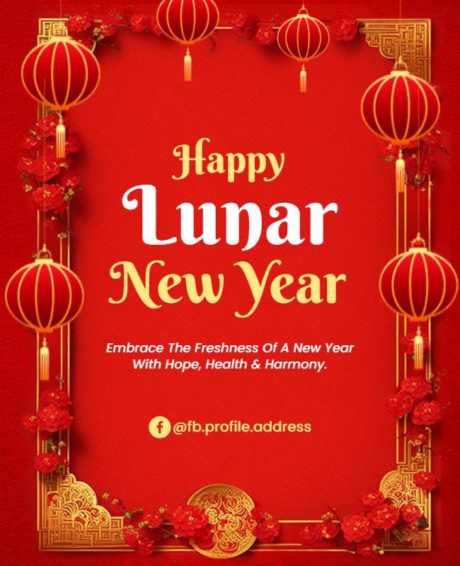 Festive Red Lunar New Year Celebration Flyer Template