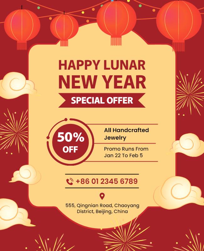 Lunar New Year Jewelry Sale Flyer Template