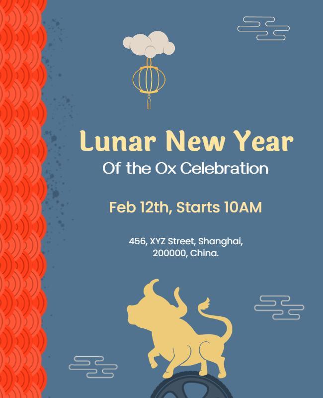 Lunar New Year Ox Celebration Flyer Template