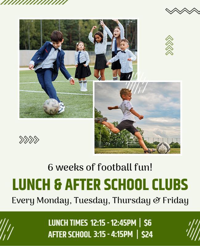 Lunch and After School Football Clubs Flyer Template