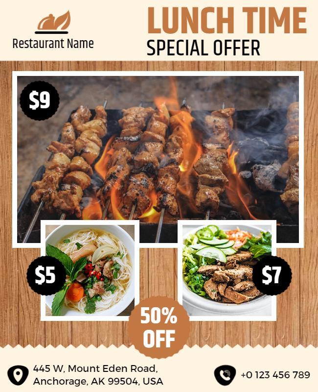 Lunch Time Restaurant Special Offer Flyer Template