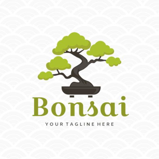 Lush Green Bonsai Tree Symbolizing Tranquility and Nature Logo Template