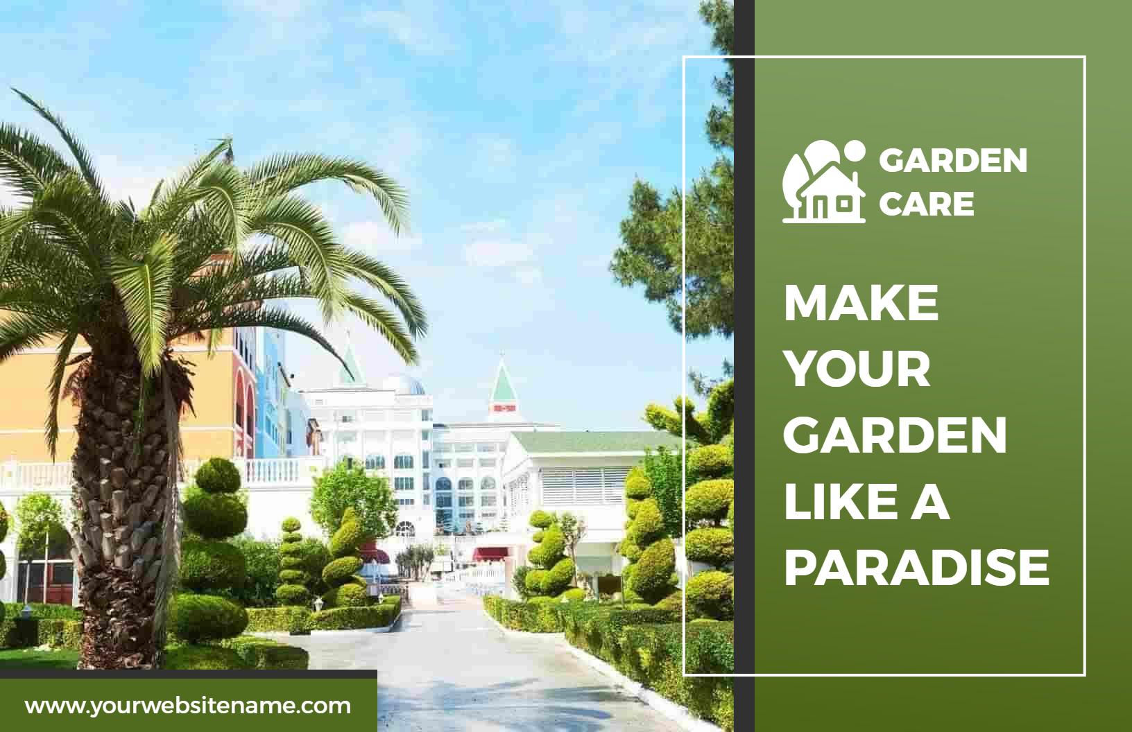 Lush Green Garden Care Services and Transformation Brochure Template
