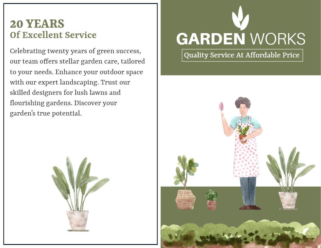 Lush Green Garden Landscaping and Service Brochure Template
