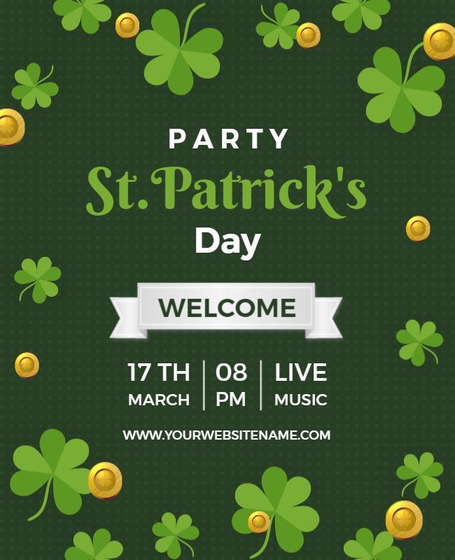 Lush Green Shamrock-Themed St. Patrick's Day Party Poster Template