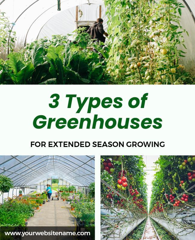 Lush Greenhouse Gardens for Extended Season Growing Poster Template