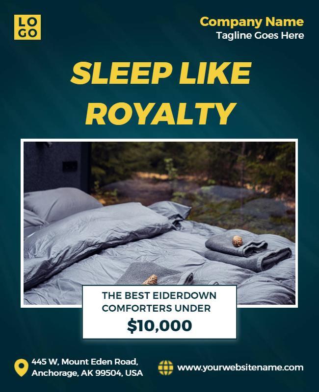 Luxurious Green Bedding Promotion for Comforter Poster Template