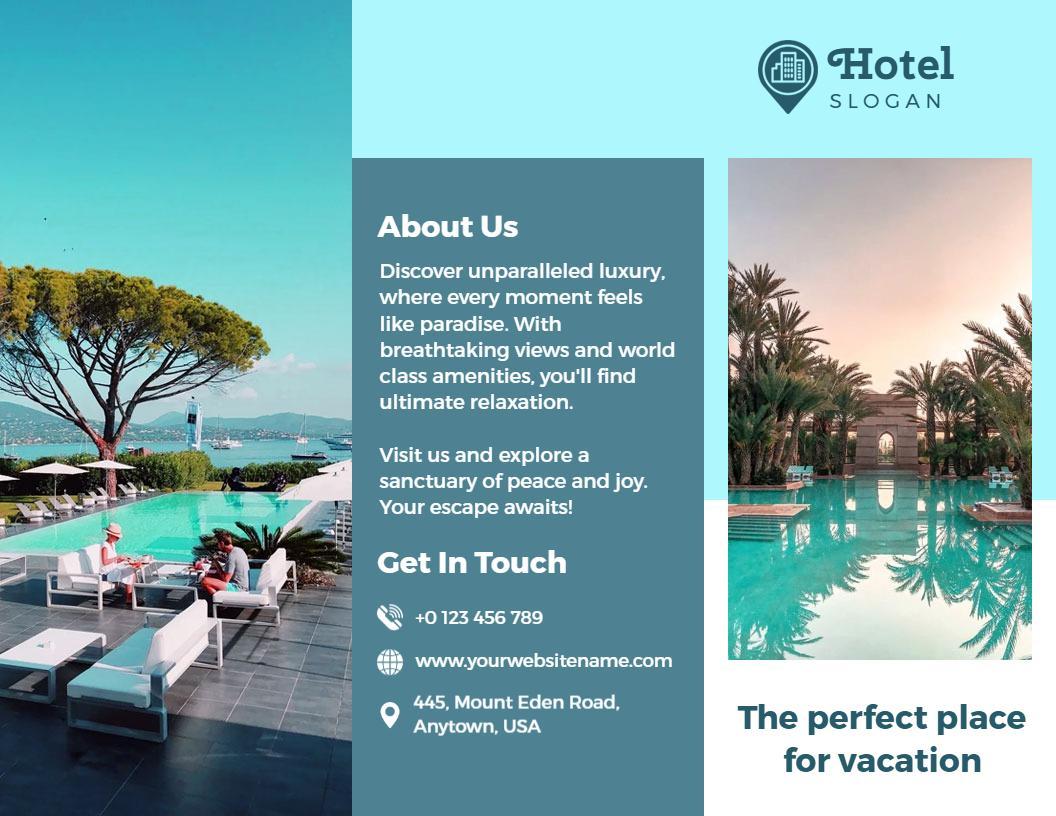 Luxurious Hotel Retreat with Scenic Poolside Views Brochure Template