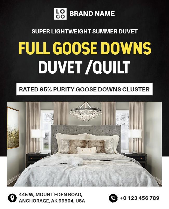 Luxurious Lightweight Summer Goose Down Duvet Poster Template