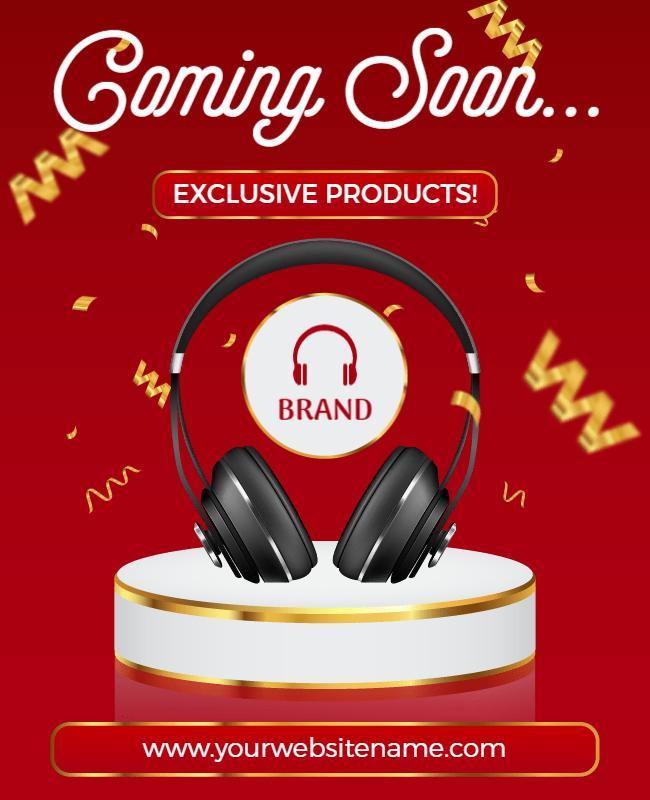 Luxurious Red Announcement for Exclusive Products Poster Template