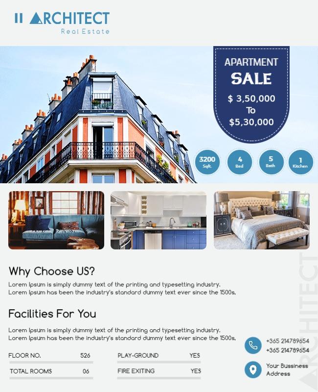 Luxury Apartment Sale Real Estate Flyer Template