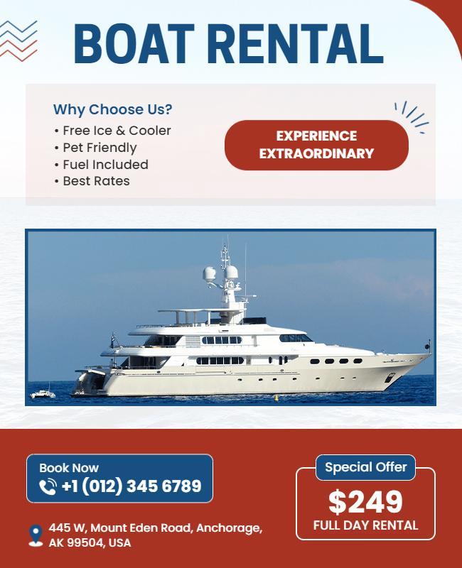 Luxury Boat Rental Promotion Flyer Template