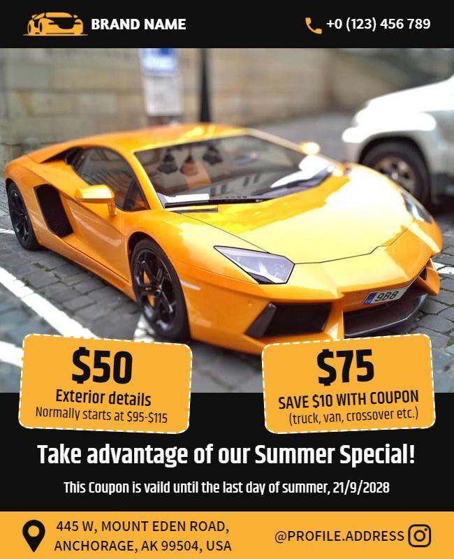 Luxury Car Detailing Summer Special Flyer Template