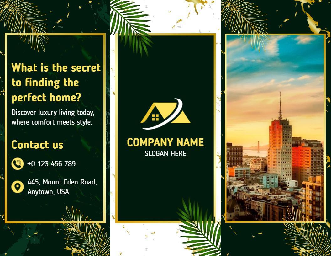 Luxury Green Real Estate Home Discovery Tri Fold Brochure Template