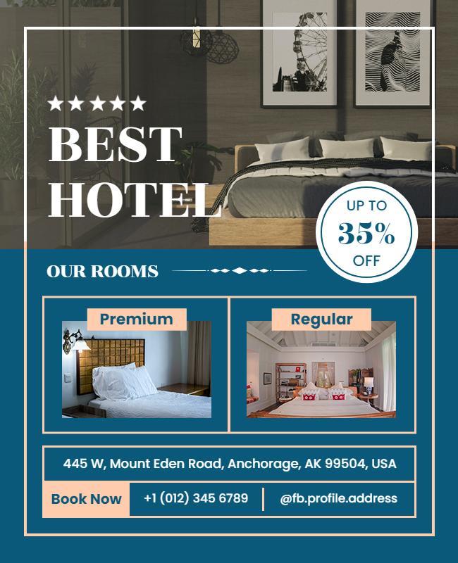 Modern Elegant Discount Hotel Rooms Booking Flyer Template