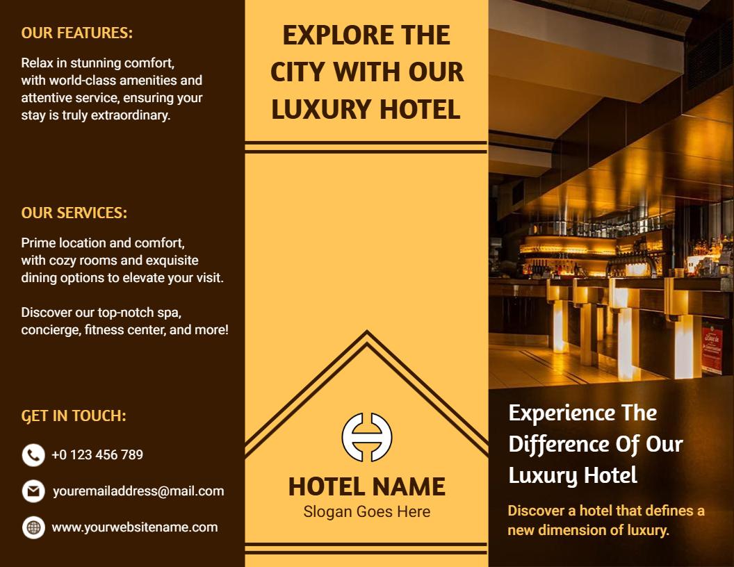 Luxury Hotel Comfort and City Exploration Services Brochure Template