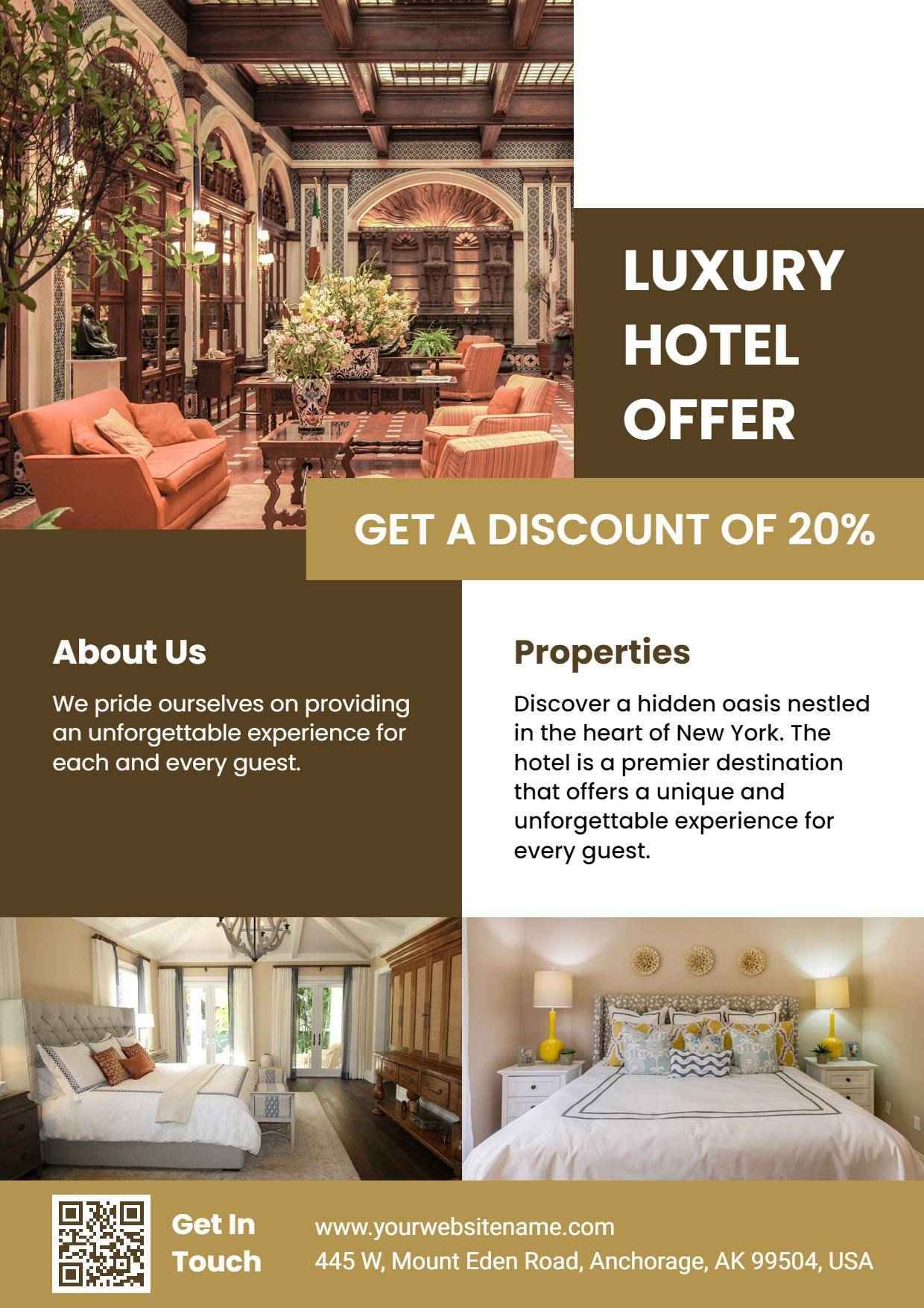 Luxury Hotel Discount Promotion A4 Flyer Template