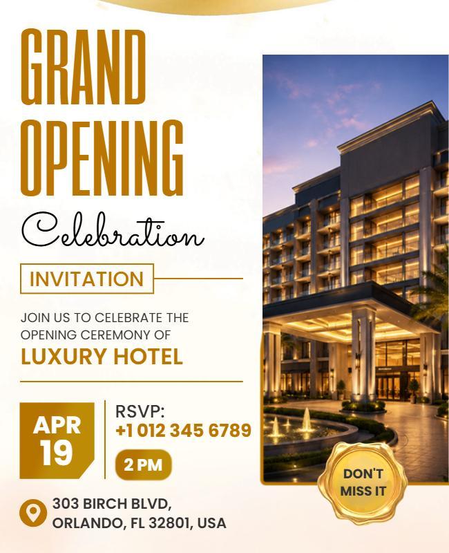Luxury Hotel Grand Opening Celebration Poster Template