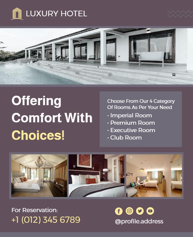 Luxury Hotel Room Options Flyer Template