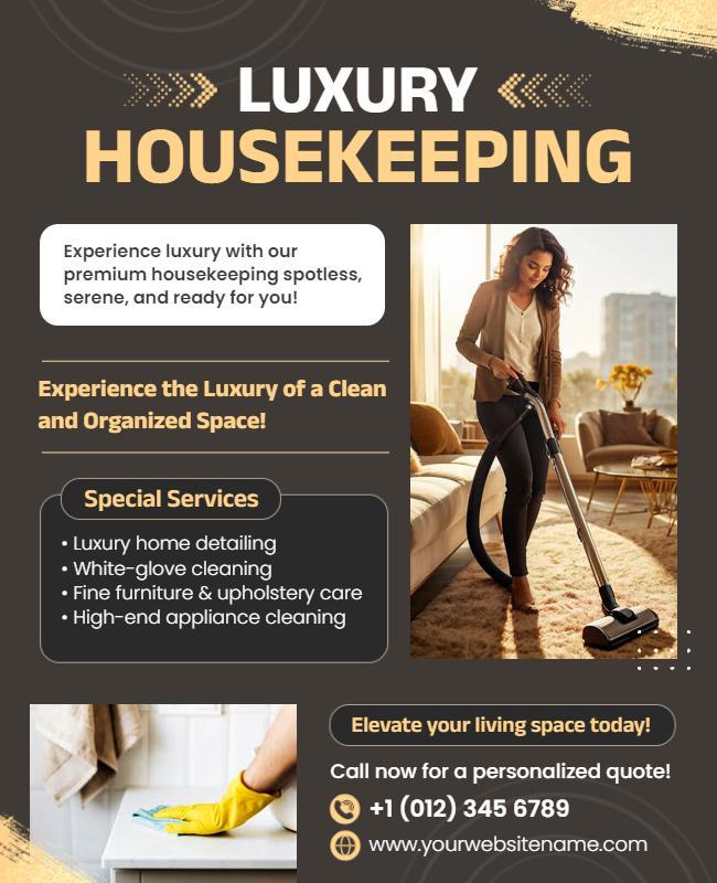 Luxury Housekeeping Service Promotional Flyer Template