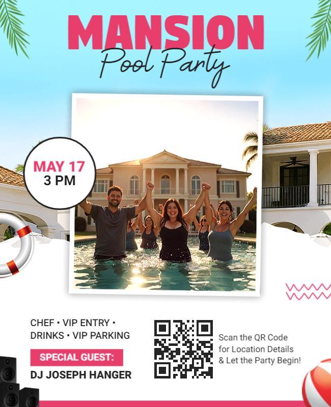 Luxury Mansion Pool Party Flyer Template