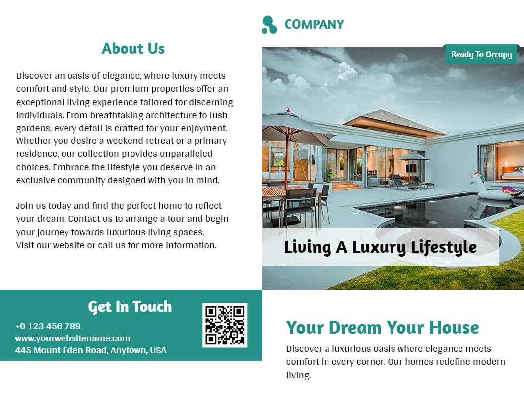 Luxury Modern Real Estate Living Space Showcase Brochure Template