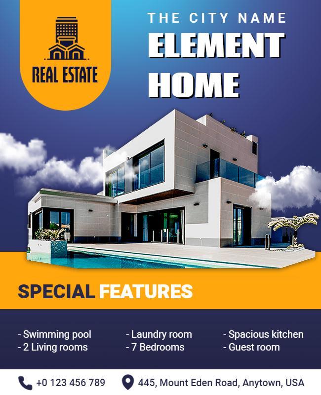 Luxury Real Estate Property Features Flyer Template