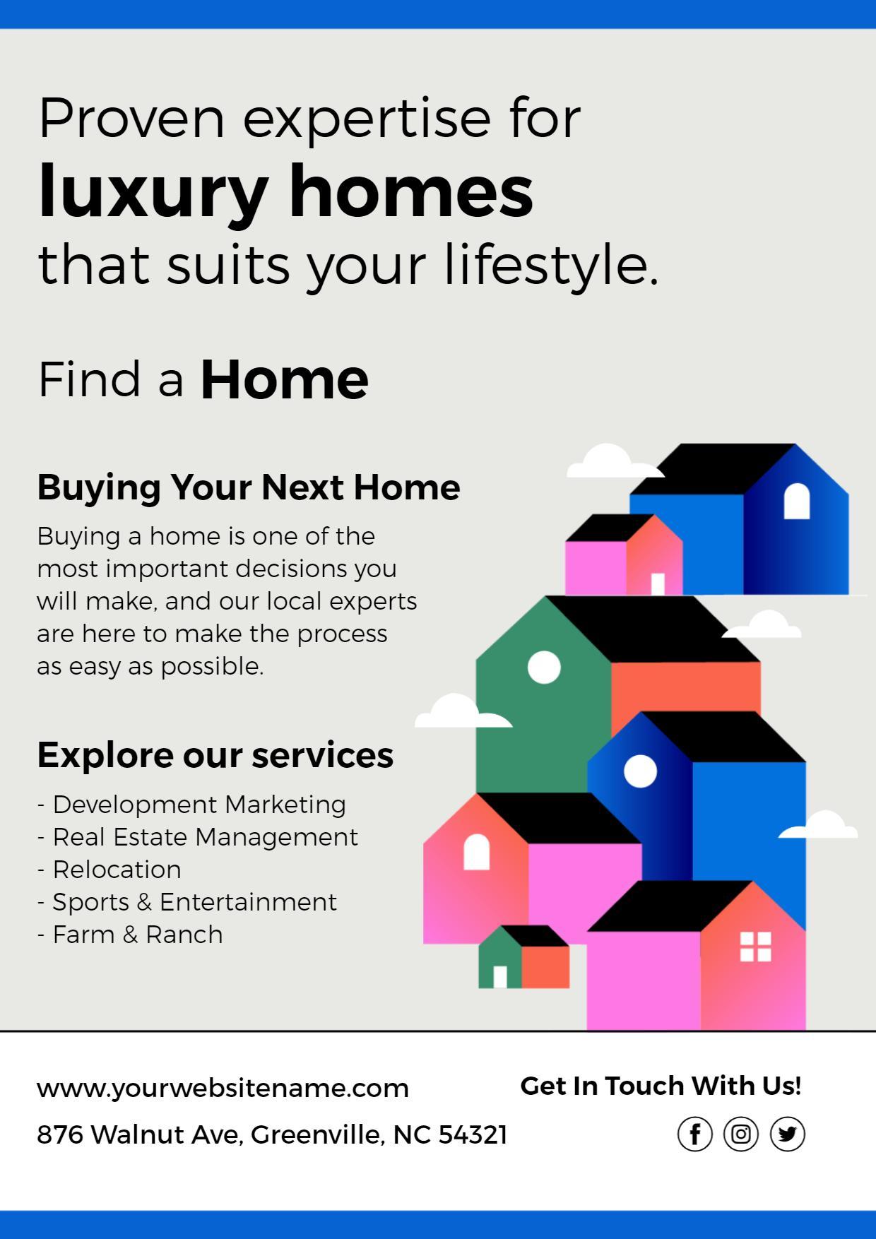 Luxury Real Estate Services A4 Flyer Template