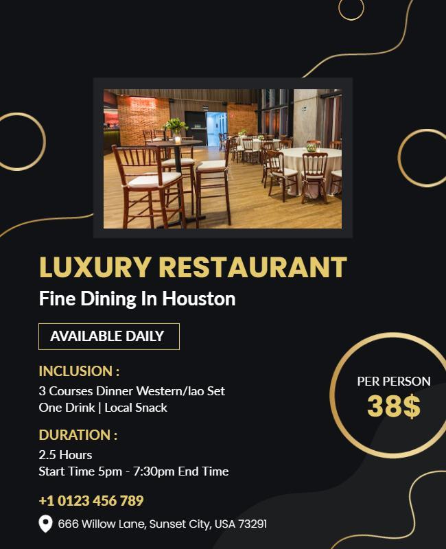 Luxury Restaurant Fine Dining Promotion Flyer Template