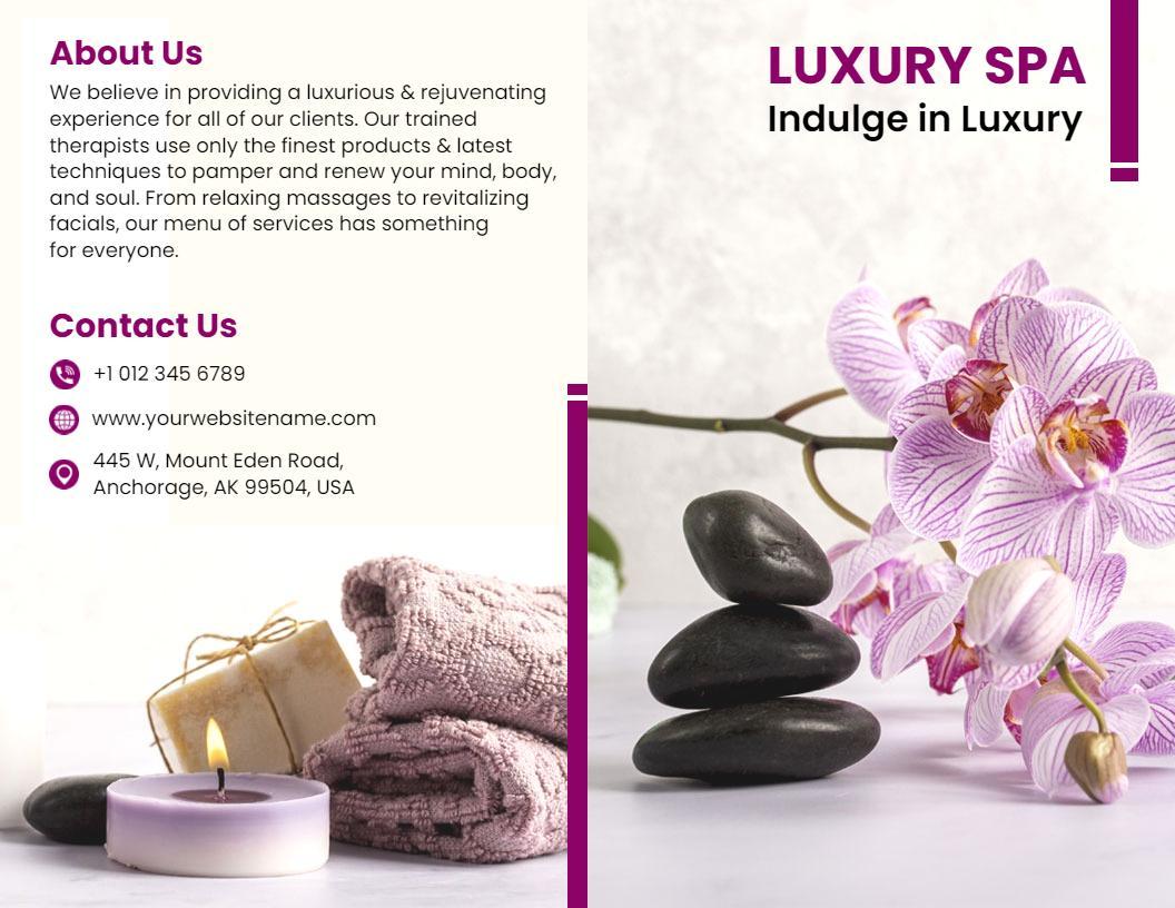 Luxury Spa Relaxation and Wellness Services Brochure Template