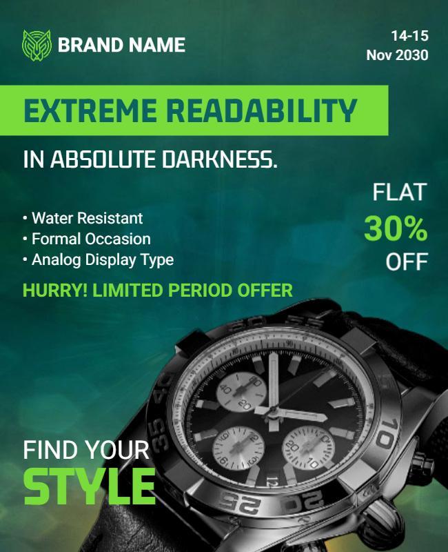 Luxury Watch Discount Offer Flyer Template