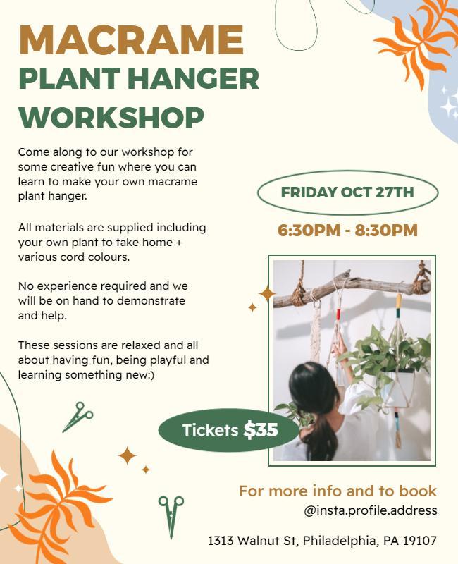 Macrame Plant Hanger Workshop Flyer Template