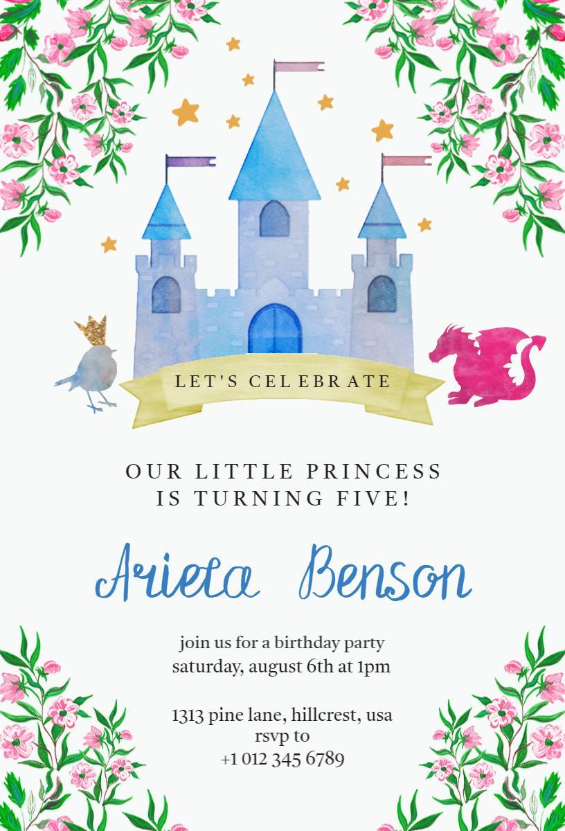 Magical Castle Princess Birthday Celebration Invitation Template