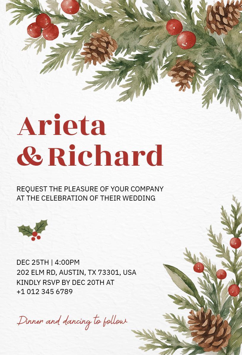 Magical Christmas Wedding Celebration Invitation Template