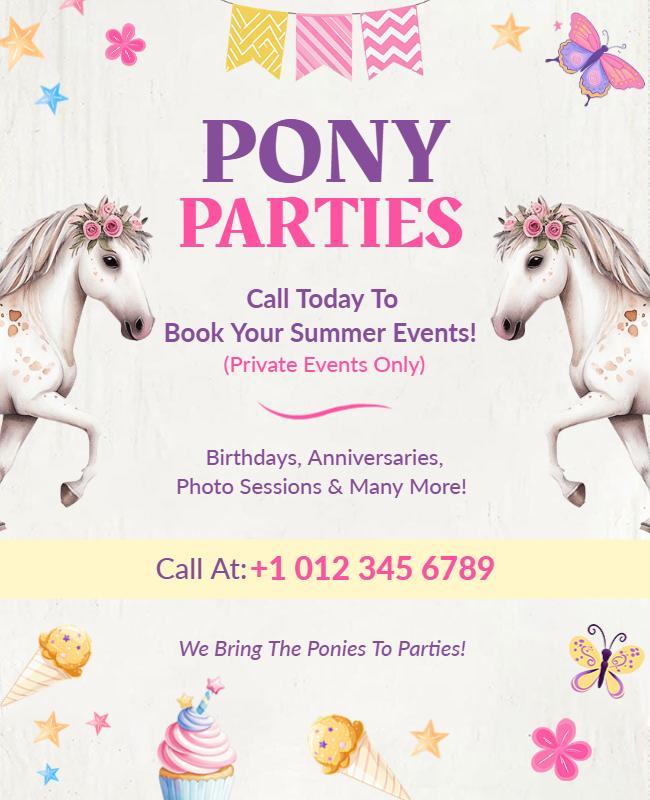 Magical Pony Themed Party Booking Flyer Template