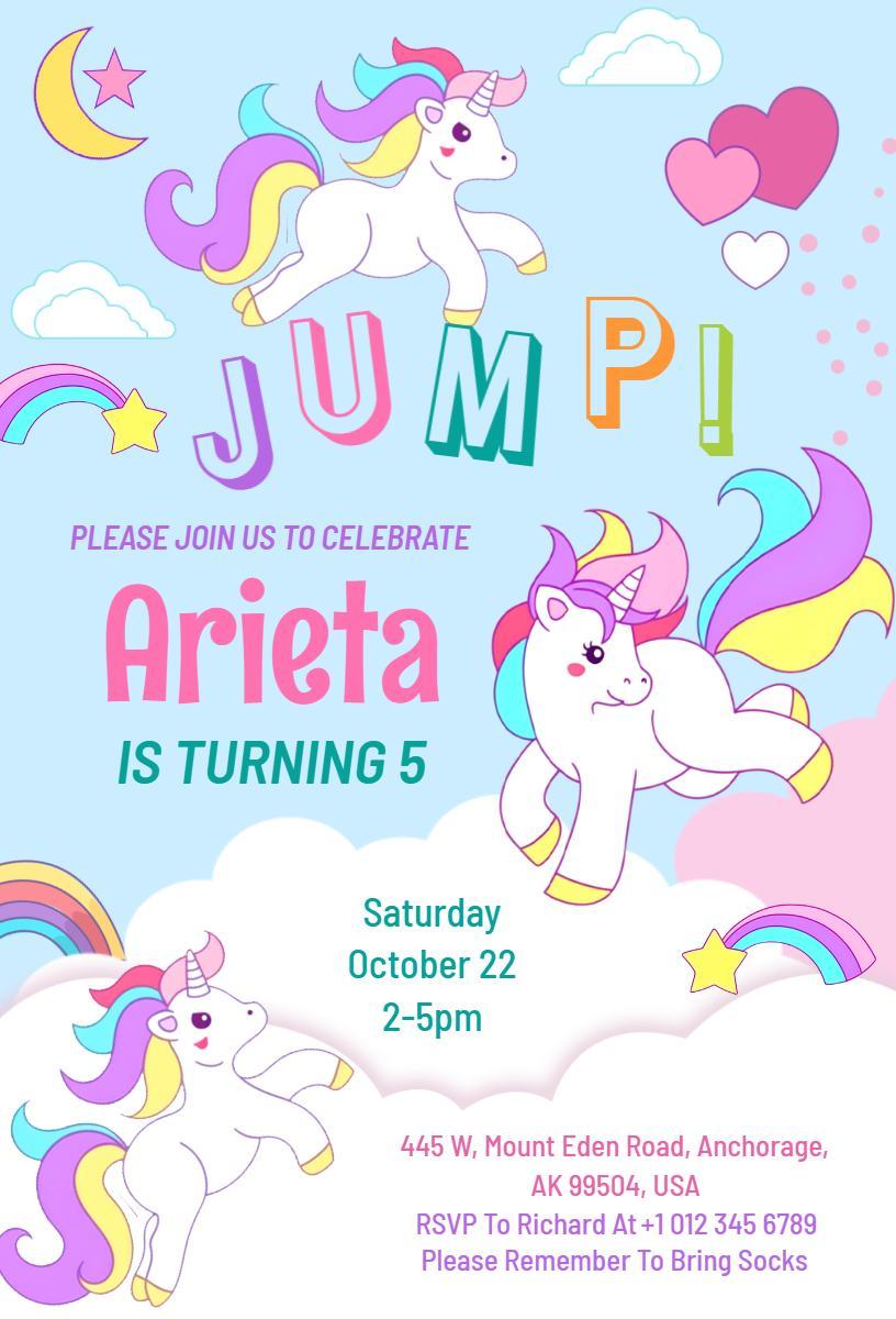Magical Unicorn Adventure Birthday Celebration Invitation Template