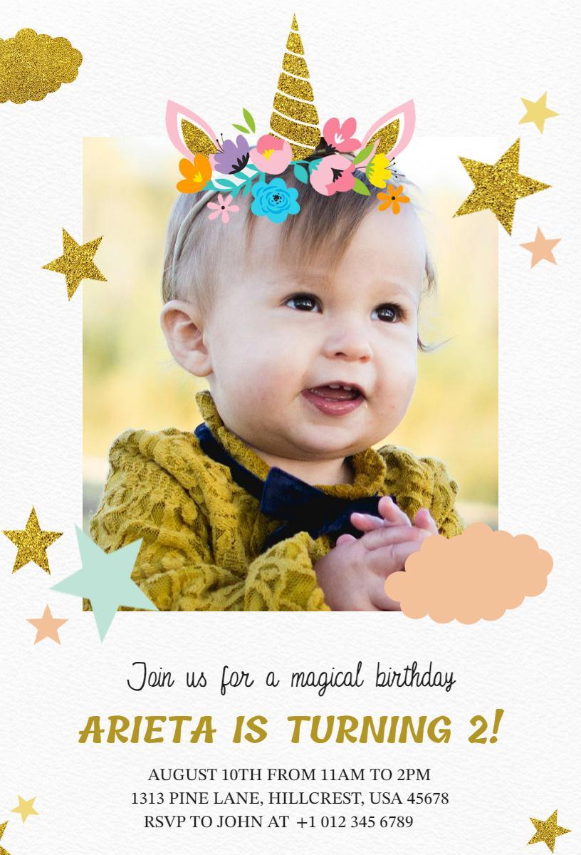 Magical Unicorn Wonderland Birthday Celebration Invitation Template
